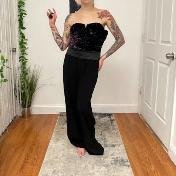 Ramy Brook Johanna Sequin Evening Jumpsuit Size 10 Black Combo Blkco - Picture 5 of 16